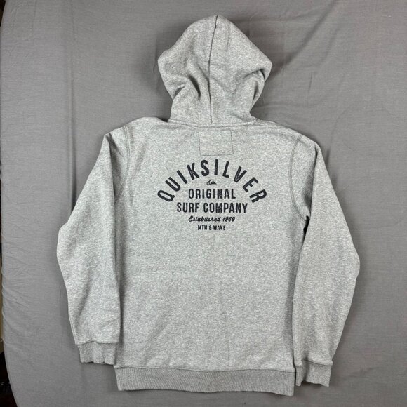 Quiksilver Original Surf Company Full Zip Hoodie Fleece Jacket Mens Medium Gray - Picture 1 of 10